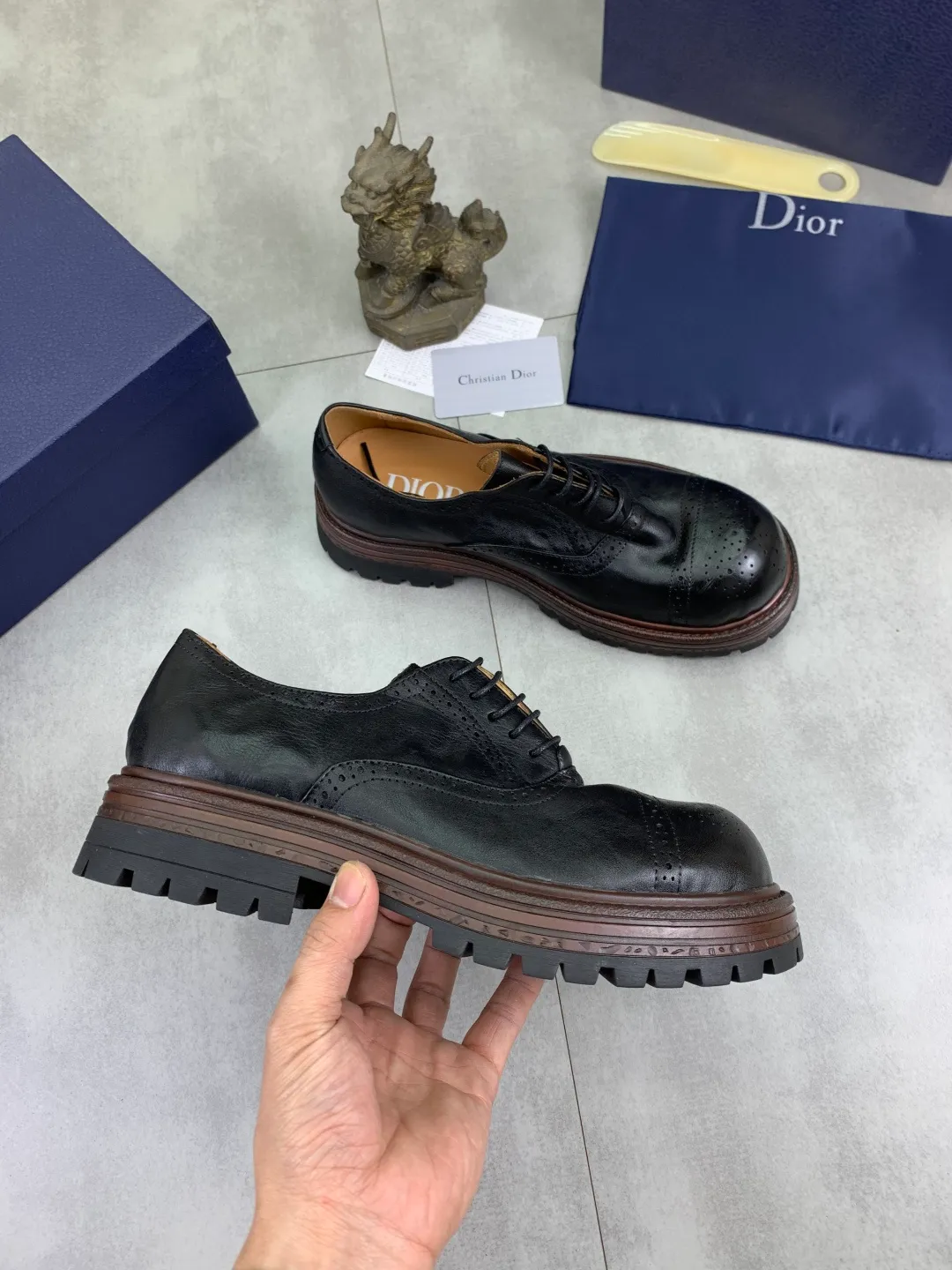 Men's shoes P520 💰【New style】Water-dyed cow lining Original order quality Dior —🆘.Dior Original order purchase, high-end leather shoes, fabric: Made of Italian imported color rubbed wrinkled cowhide➕Water-dyed cow lining/cowhide lining➕Specially available original combination outsole, fine workmanship, real shot🎬Size: 38-45 (with full set of packaging) Color: 3️⃣ colors available